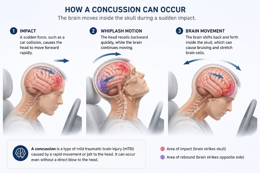 How a concussion can occur infographics