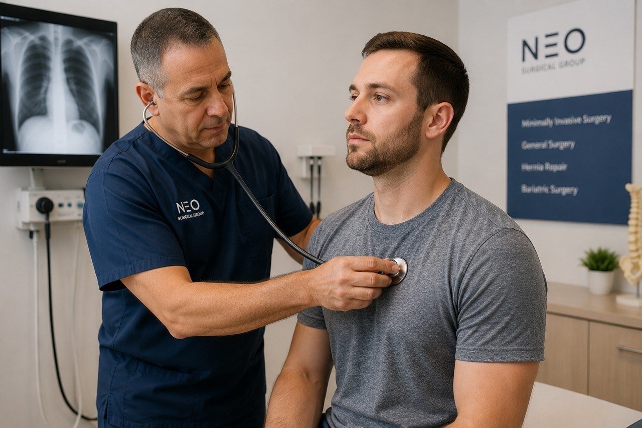 Physical examination for chest pain after a car accident