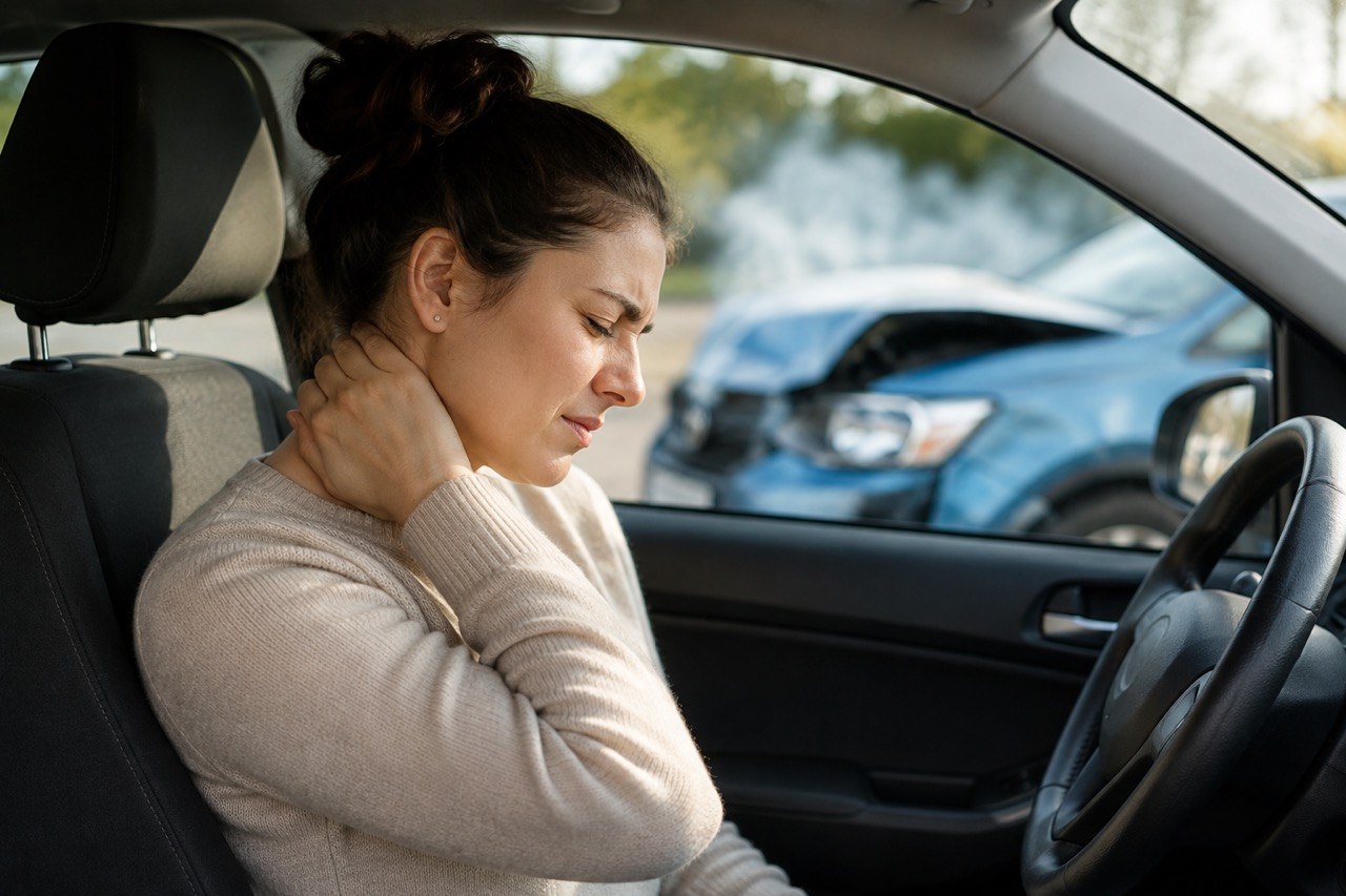 Neck pain and stiffness are among the most common symptoms of whiplash after a car accident