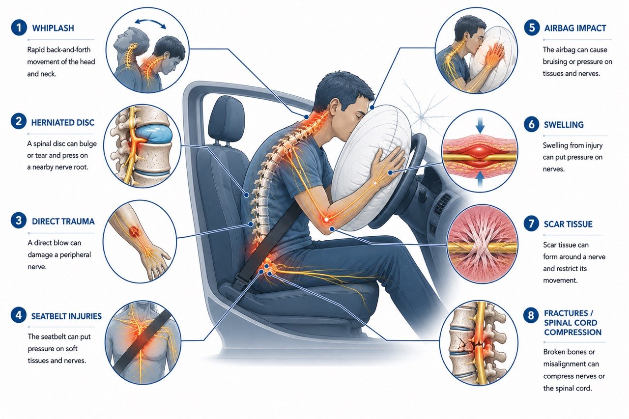 Common mechanisms of nerve damage after a car accident